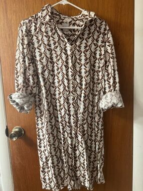 Geometric Print Button-Front Shirt Dress